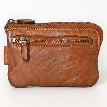 Spaghetti Western Swc436Tan Coin Purse Vintage Handmade Drum Dyed Genuine European Cowhide Leather Women Bag Western Handbag Purse